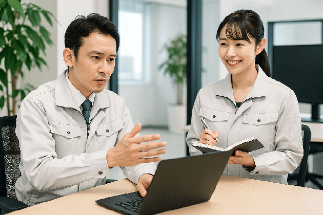 総務経理部門：経理・総務・労務などの管理業務を行う社員の様子