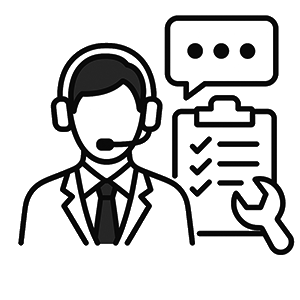 製品マニュアルを見ながら機器の操作説明をしている様子