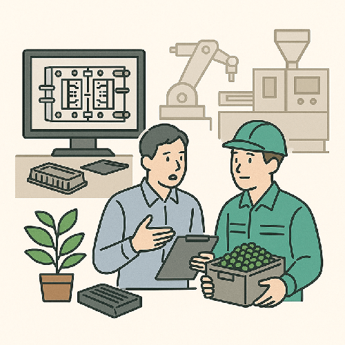 再生材特有のクセに対応する社内横断チームの作業風景